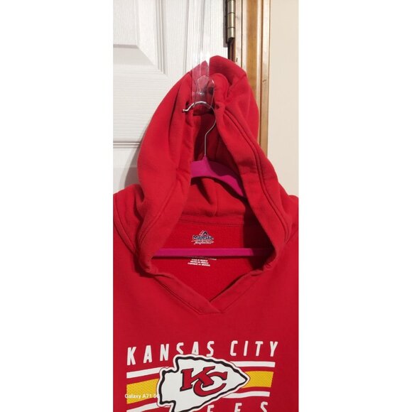 Majestic Fun Fashion Kansas City Chiefs Hoodie Size L Women NFL Red Mahomes - Picture 5 of 9